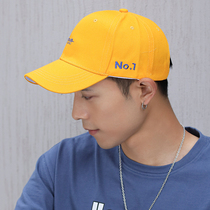 Baseball cap mens summer Han version Tide Bend cap Fashion duck tongue cap ins Chains Embroidered Orange Summer Sunscreen