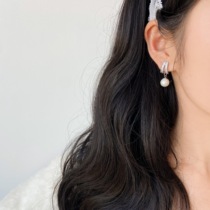 Star drop pearl ear clip earrings niche design sense mosquito plate earrings without ear hole female tea earrings autumn and winter