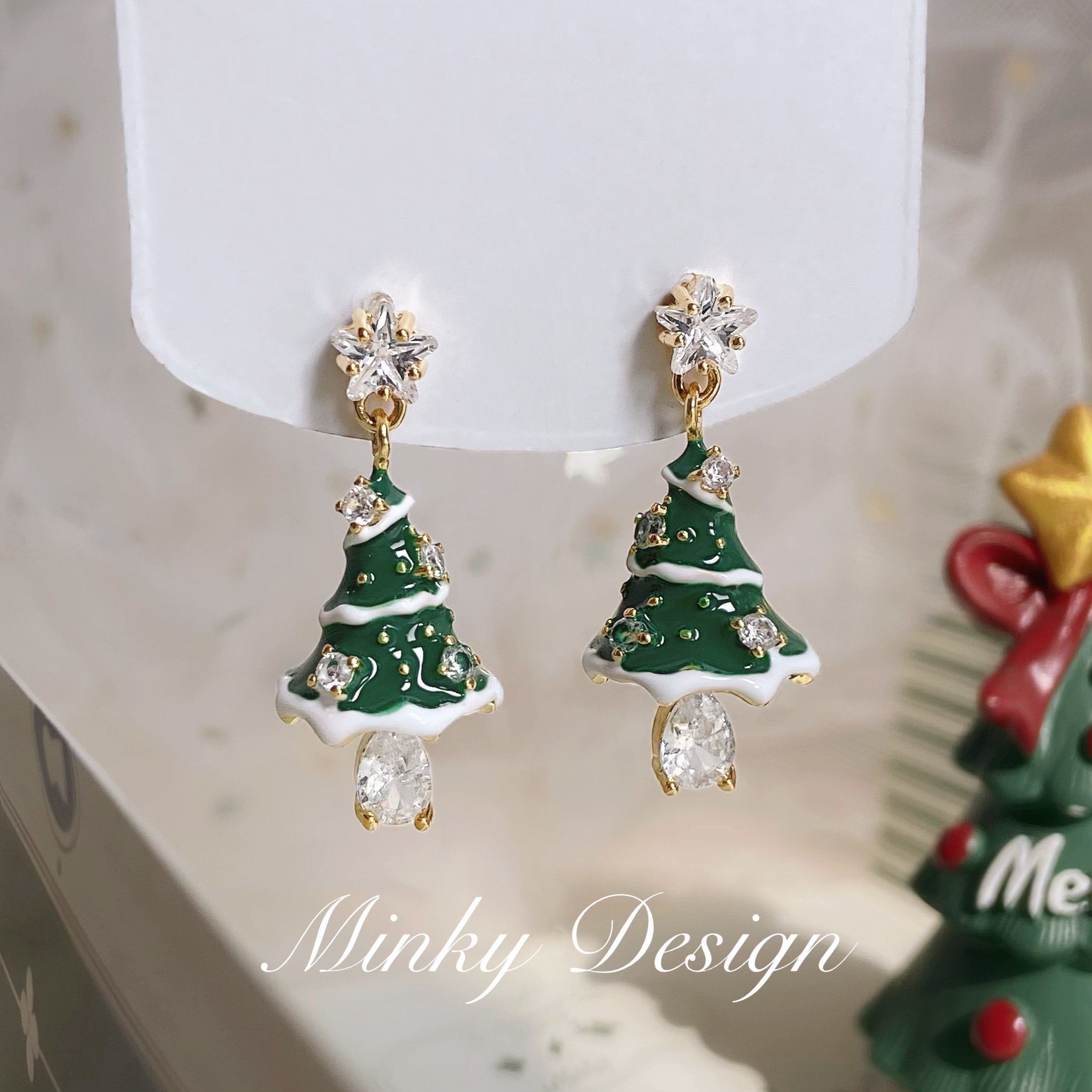 Christmas tree star earrings (Pair pack)