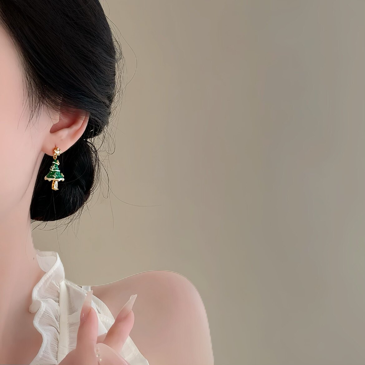 Christmas tree star earrings (Pair pack)