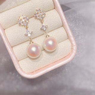 Pearl zircon earrings for square and round faces Mosquito coil disc ear clips