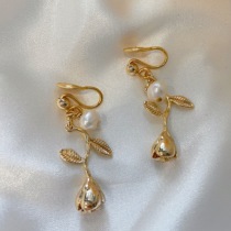 A rose rose petal earrings 14K gold earrings earrings earrings earrings mosquito coils earrings women without ears