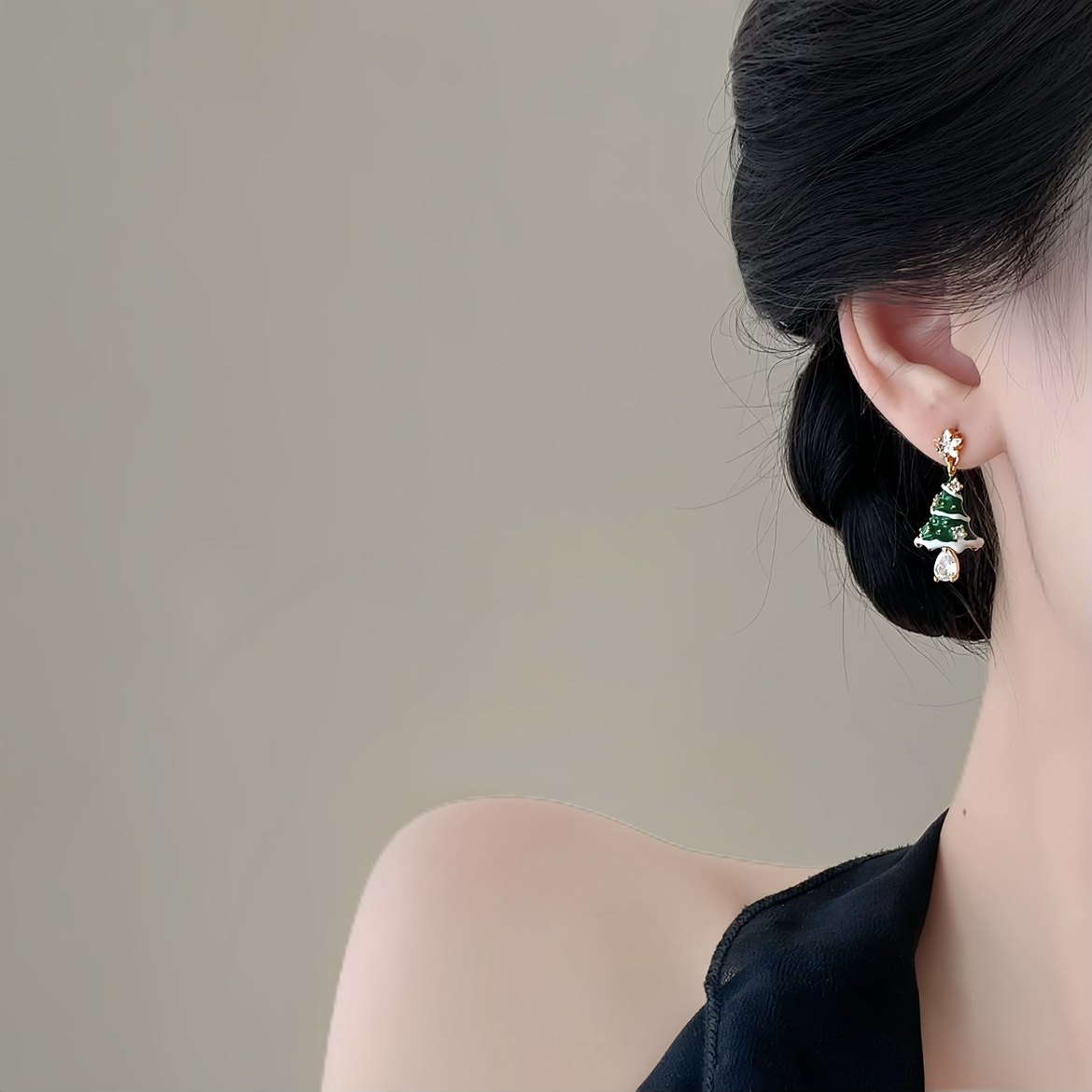 Christmas tree star earrings (Pair pack)