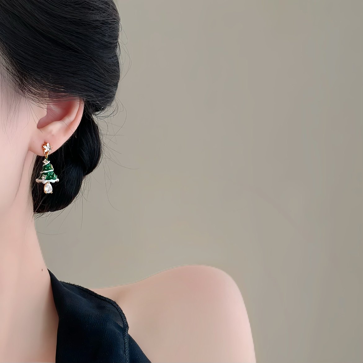 Christmas tree star earrings (Pair pack)