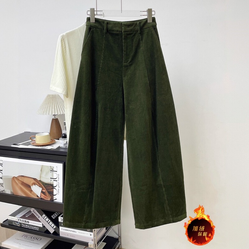 Vintage Corduroy Casual Pants for Women, Fleece-Lined, New Autumn and Winter High-Waisted Floor-Length Pants, Loose Wide-Leg Banana Sickle Pants Vintage Corduroy Casual Pants for Women, Fleece-Lined, New Autumn and Winter High-Waisted Floor-Length Pants, Loose Wide-Leg Banana Sickle Pants
