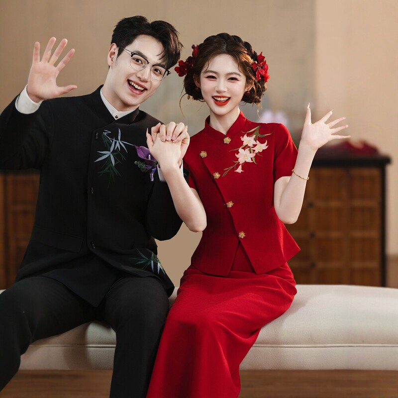 New Chinese-Style Improved Cheongsam Toast Dress for Bride, High-End Wedding Red Dress for Petite Women, Engagement and Homecoming