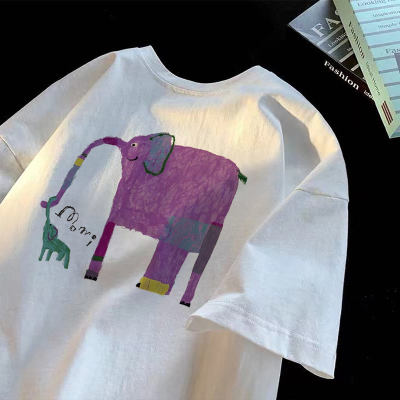 Overseas Orders, Surplus Stock, Export Withdrawal, Clearance~ Summer Hong Kong Style Retro Loose Pure Cotton Versatile Unisex Short-Sleeve T-Shirt