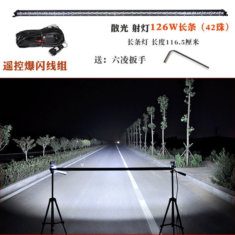 Đèn chiếu sáng ô tô lưới đèn chiếu sáng hàng đơn siêu mỏng dải đèn LED 12V24V off-road thanh phía trước ánh sáng ánh sáng mạnh ánh sáng nhấp nháy hàn kính ô tô đèn led trần ô tô 