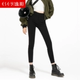 Леггинсы, осенние эластичные черные штаны, высокая талия, по фигуре, в обтяжку