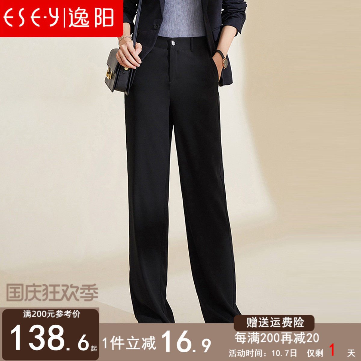 Yiyang casual mopping pants women's 2022 spring and summer new style vertical loose, thin and high straight wide-leg trousers