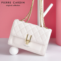 Pierre Cardin new genuine leather women's bag crossbody brand bag women's white brand-name women's high-end autumn and winter girlfriend
