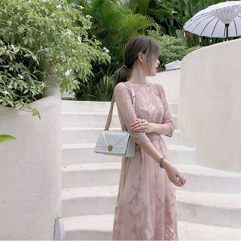 2020 New gentleness Wind Snow spinning Feminine Summer Light Cooked Wind Temperament Skirt Style SLIM FIT Tall Dress