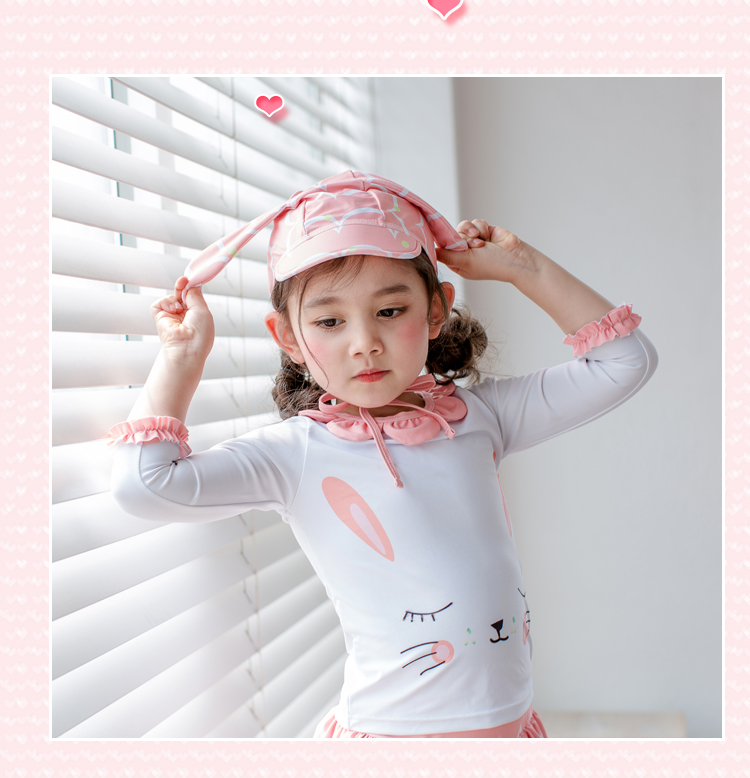 Hàn Quốc ins gió trẻ em áo tắm cô gái chia hình hoạt hình váy thỏ áo tắm trẻ em quần áo trẻ em - Bộ đồ bơi của Kid đồ bơi dài tay cho bé gái