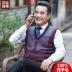 Áo đan len nam trung niên và cao tuổi nam vest len ​​nguyên chất 40 tuổi 50 bố để giữ ấm cho ông nội vest dày áo vest khoác nam Dệt kim Vest