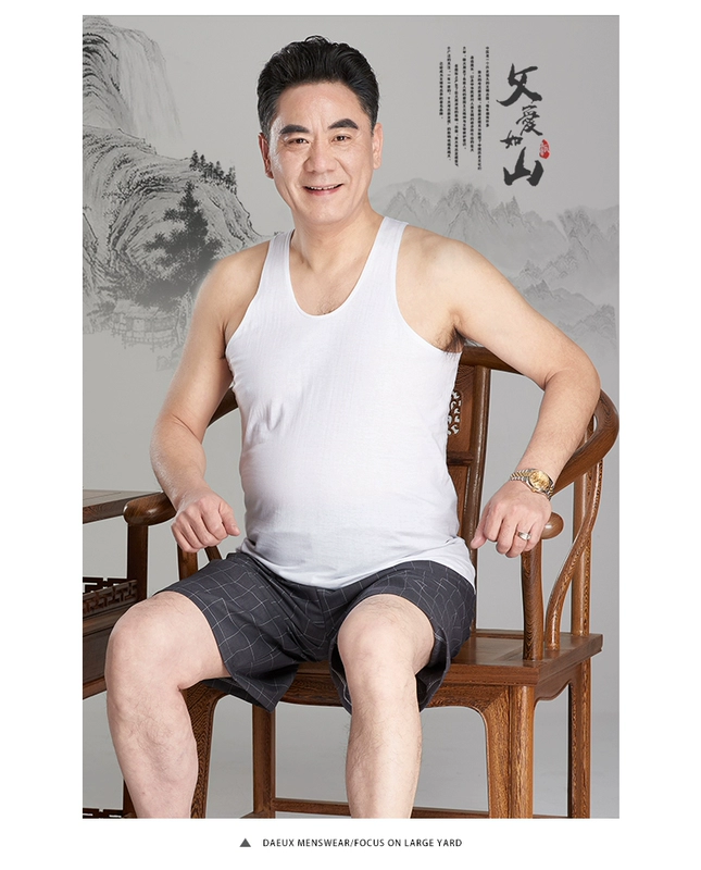 Mùa hè trung niên nam vest nam cotton trung niên mùa hè cha áo vest cha quần áo ngắn tay áo sơ mi nam - Áo vest cotton