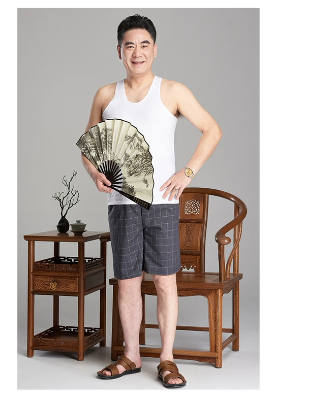 Mùa hè trung niên nam vest nam cotton trung niên mùa hè cha áo vest cha quần áo ngắn tay áo sơ mi nam - Áo vest cotton áo 3 lỗ tập gym