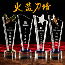 Veterans Veterans Glory Army Day souvenir high-end Trophy five-pointed star Crystal custom-made