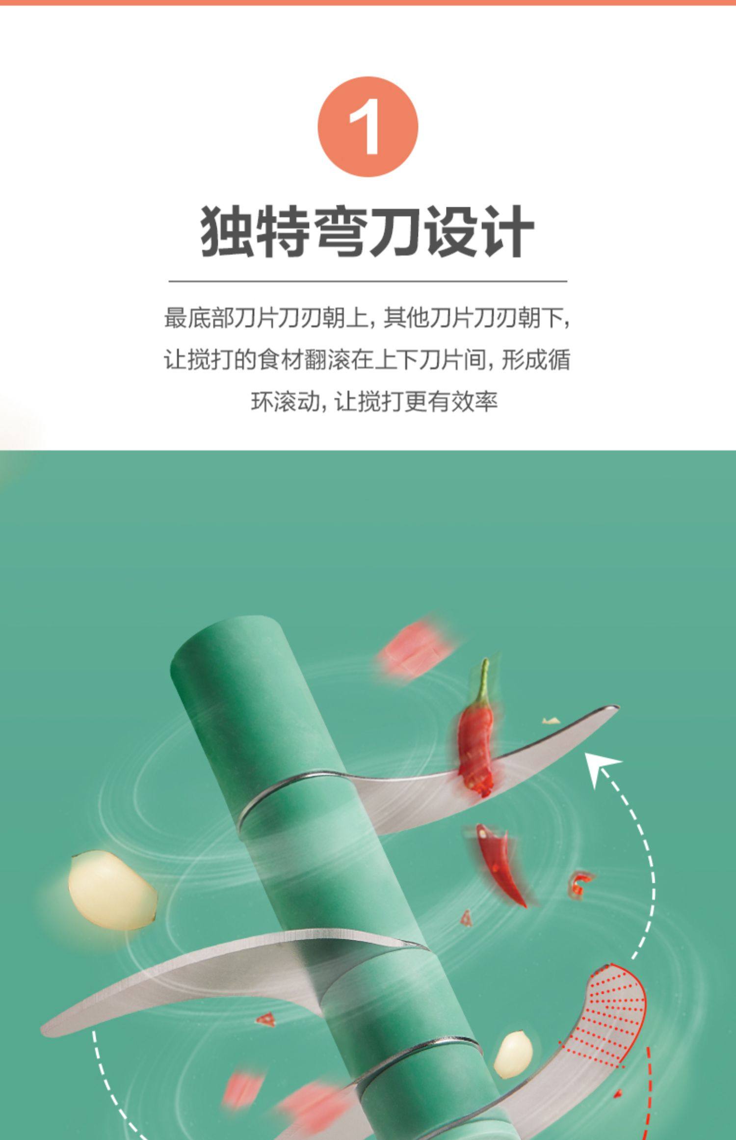 小熊 手动拉蒜器 200ml 1个 捣蒜泥 搅蒜器 大蒜捣碎器