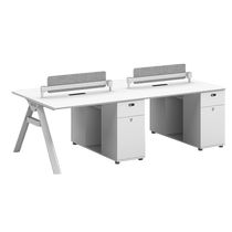 White staff desk and chair combination simple modern staff multi-person booth office for four or six people 4 6 people