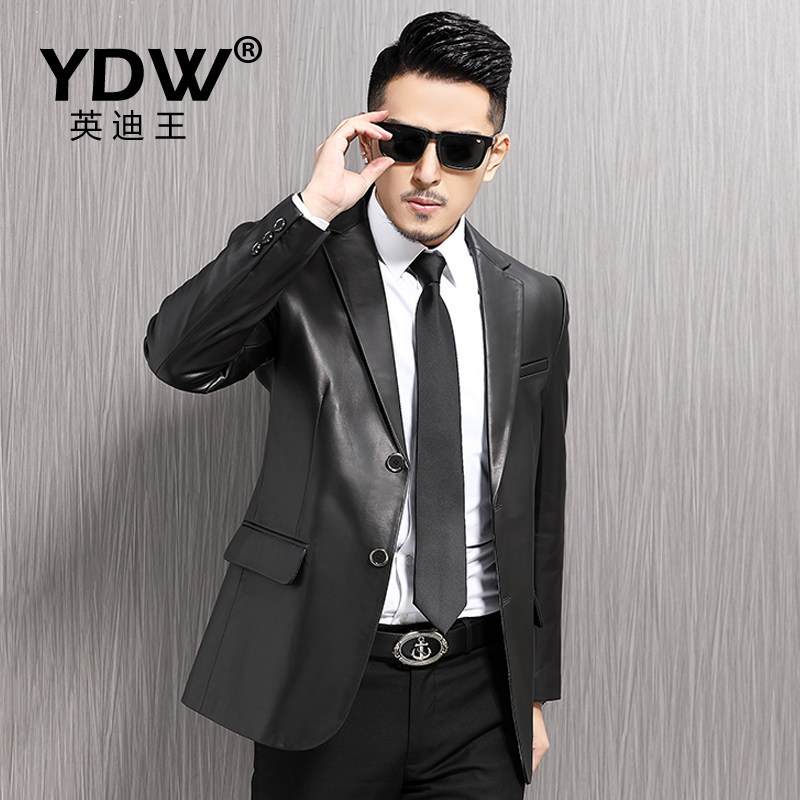Haining leather leather jacket men's spring and autumn suit suit leather jacket import sheepskin young and middle-aged leather suit single skin thin model