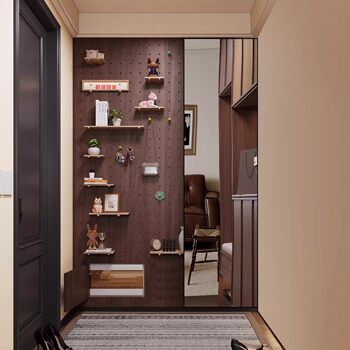 Colorful dream custom hole board dressing mirror integrated solid wood entrance porch storage rack cloud with mirror storage rack