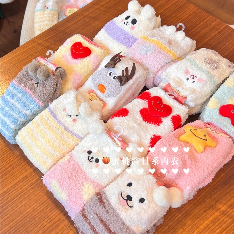Tutu Anna Floor Socks Cartoon Thick Plush Warm Cute Girl Jk Coral Fleece Socks Maternity Postpartum