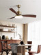 Fan Lamp, Antique Style Living Room, Silent Ceiling Fan Lamp, Bauhaus Walnut Color, Dining Room, Bedroom Fan with Light