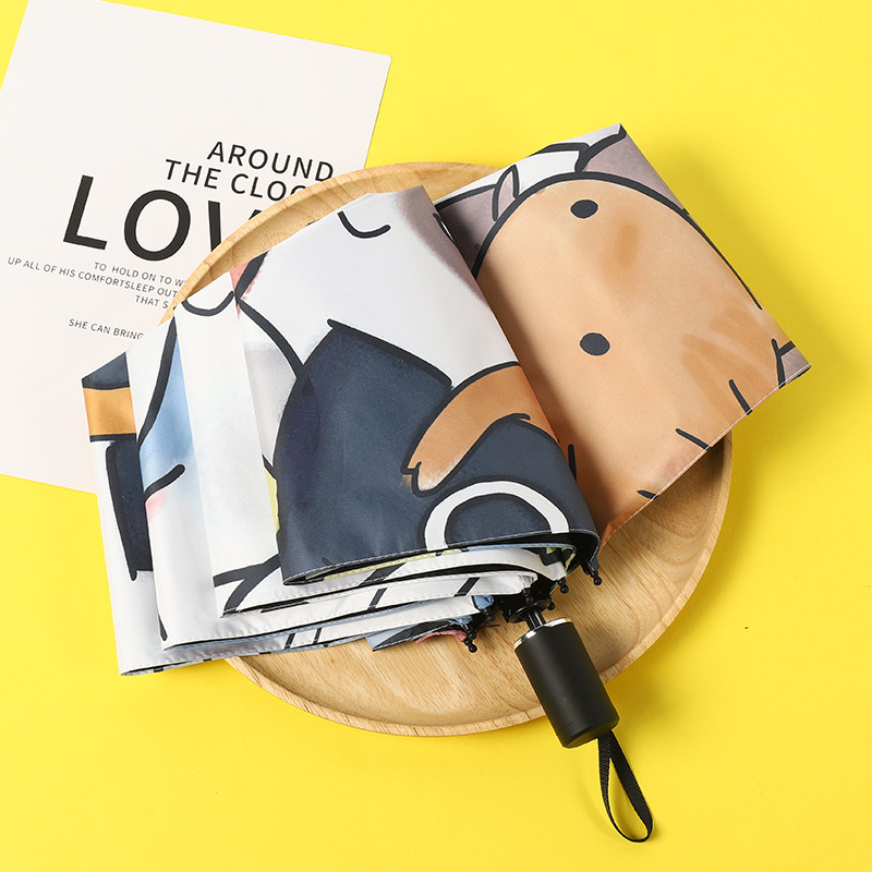 Umbrella anti-UV female umbrella healing system folding rain dual-purpose automatic sunshade black glue sunscreen umbrella