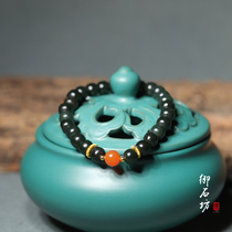 Yushifang Xinjiang Hetian Jade seed material Jasper black black black black bi 6 * 7mm old bracelet is not bargaining on sale