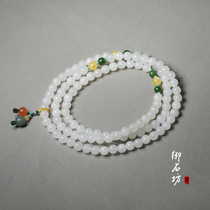 Yushifang Xinjiang Hetian Jade Black Mountain material sheep fat white ball 6mm108 bracelet necklace 36g not bargaining on sale