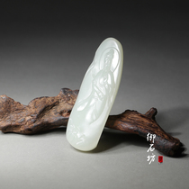 In the sale of non-bargaining Yushifang Xinjiang Hetian Jade seed material light white seed mood look Lotus Guanyin brand pendant 39 09G