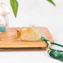 Yushifang Xinjiang Hetian Jade White Jade seed material natural jujube red skin gluttonous beast face brave beast pendant handle