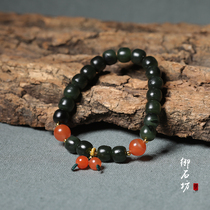Yushifang Xinjiang Hetian Jade seed material Qingjingcui 7 * 8mm old single-Circle Bracelet is not on sale