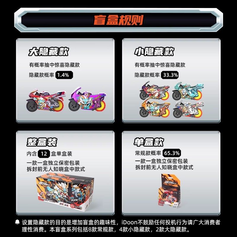 Idoon Dog Motorcycle Boy's Assembly Mini Car Toy New Model Dog Motorcycle Set Blind Box