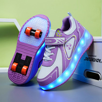 Childrens Heelys four-wheel student Internet celebrity skates boys and girls explosive shoes automatic roller skates invisible shoes