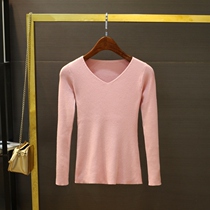 2021 Autumn Winter V-neck base shirt slim simple knitwear body bottoming pullover long sleeve top Joker sweater