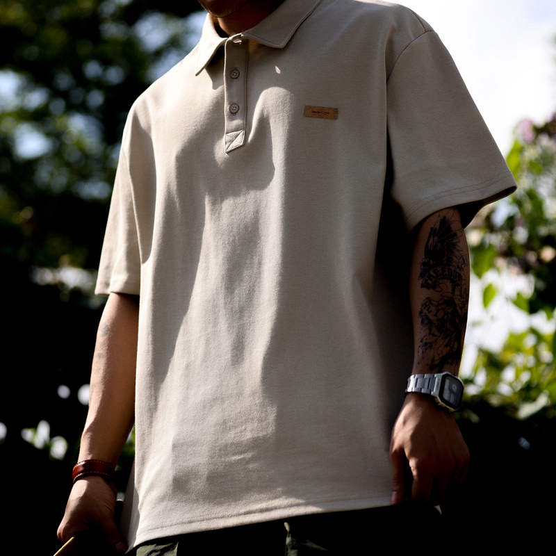 Bgyo Summer Japanese-Style Short-Sleeve Polo Shirt for Men, Loose Fit, Heavyweight, Casual, High-End Feel T-Shirt, Trendy Polo Shirt