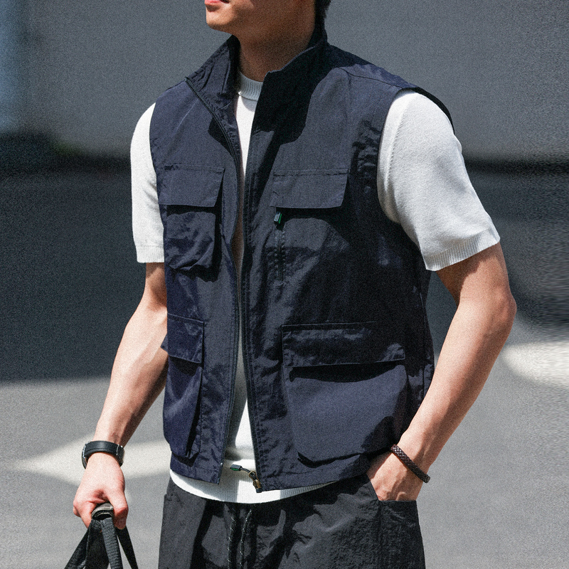 Bgyo Luqi American Retro Multi-Pocket Sleeveless Vest Waterproof Breathable Lightweight Outdoor Workwear Vest for Summer