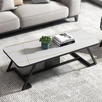 Light luxury wind rock board coffee table modern simple home living room small apartment iron rectangular simple Nordic coffee table table