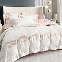 Fuanna Home Textile all-cotton four sets 100s pure cotton embroidered bed linen quilt cover 2022 new minimalist bed bedding