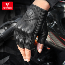 Summer Motorcycle Rider Genuine Leather Gloves Retro locomotive riding gear Anti-fall breathable Four Seasons Warm All Fingers