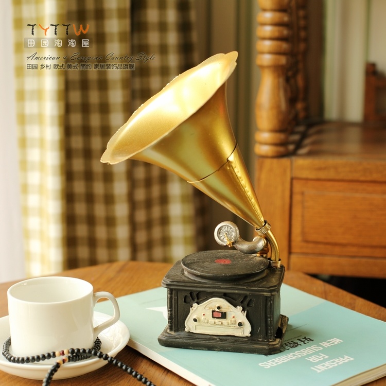 Châu Âu retro ghi thanh thanh thủ công nhà trang trí quán cà phê trang trí mô hình ghi âm - Máy hát 	kệ đầu đĩa than	