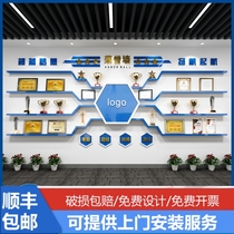 Honours Wall Show Rack School Blue Trophy Medal Shelve Enterprise Company Certificate Display Wall Custom Partition