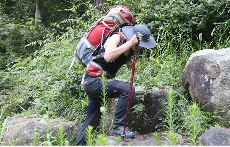 Nam sói trekking cực tuyết ngoài trời mía bốn phần leo núi kính thiên văn gậy gậy ngoài trời cung cấp ánh sáng trekking cực - Gậy / gậy