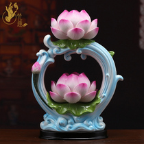 Fanqu Dehua ceramics 10-inch water wave lotus lantern hand-painted Buddha lamp in front of the Buddha lighting supplies ornaments Changming