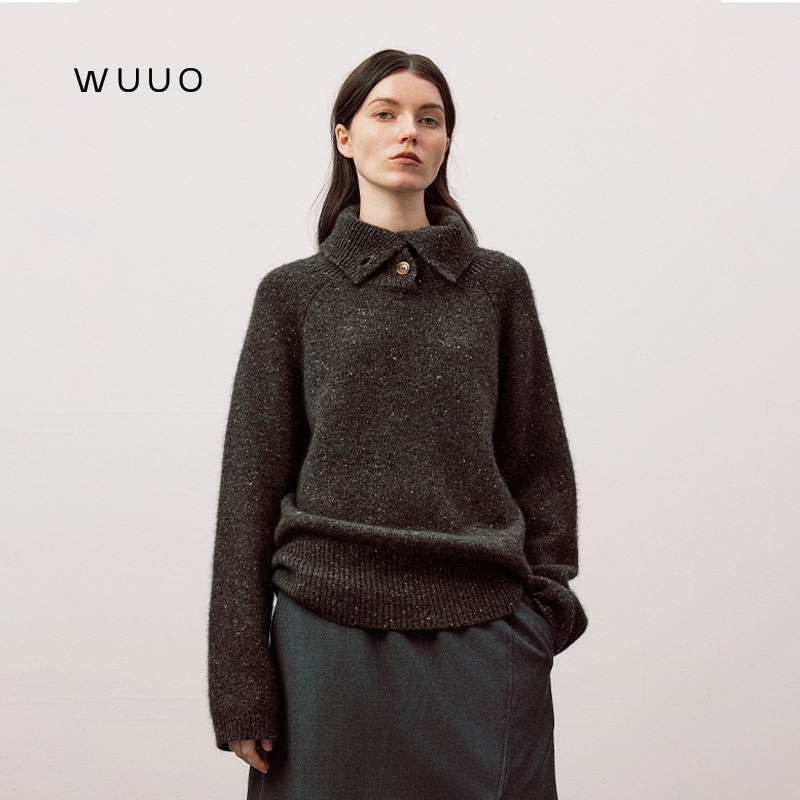 Wuuo High-End Yak Wool Sweater for Women 2026 New Style Lapel Lazy Style High-End Wool Turtleneck Sweater Wuuo High-End Yak Wool Sweater for Women 2026 New Style Lapel Lazy Style High-End Wool Turtleneck Sweater