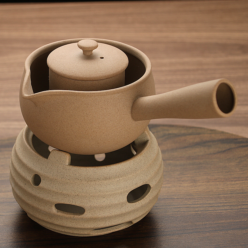 Han Tao Ceramic Tea Maker, Milk Tea Pot, Candle Alcohol Stove, Heating Coarse Pottery Pot, Tea Set, High Temperature Resistant, Outdoor