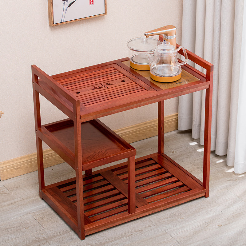 Solid wood tea table movable tea cart Kung Fu tea set set home fully automatic boiling water simple small tea table