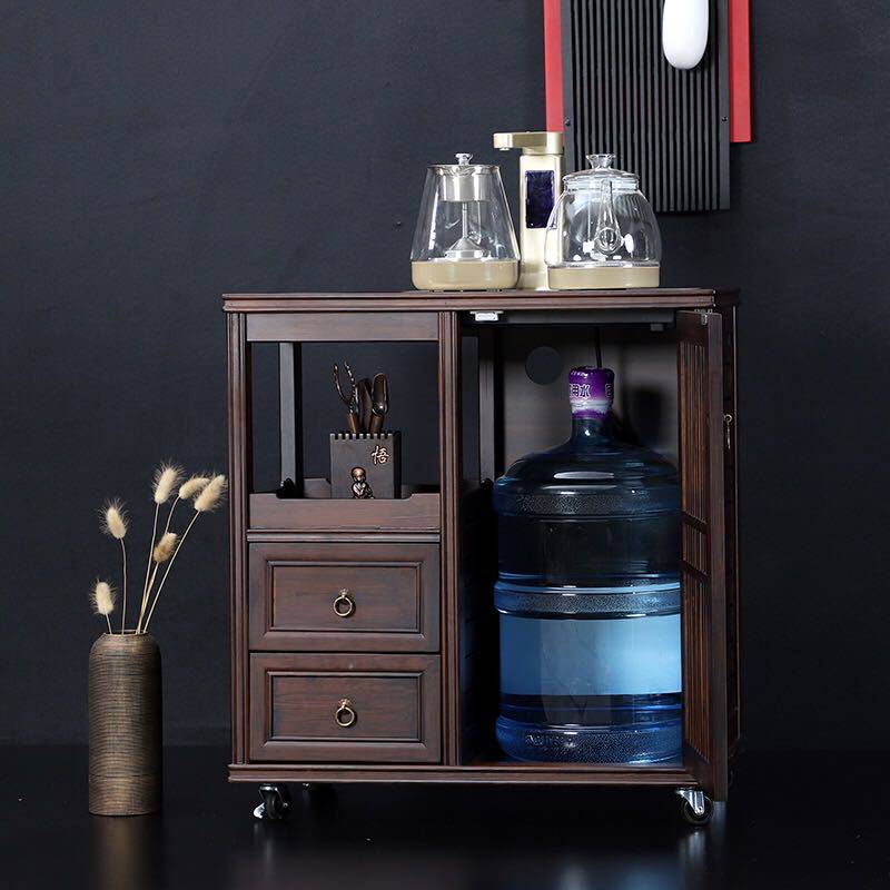 Walnut tea table side cabinet Household mobile tea cabinet Simple tea table Tea table Tea set One-piece tea rack side few