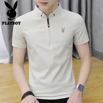 Playboy t-shirt mens summer half-sleeve top clothes Mens fashion versatile T-shirt casual short-sleeved mens fashion brand